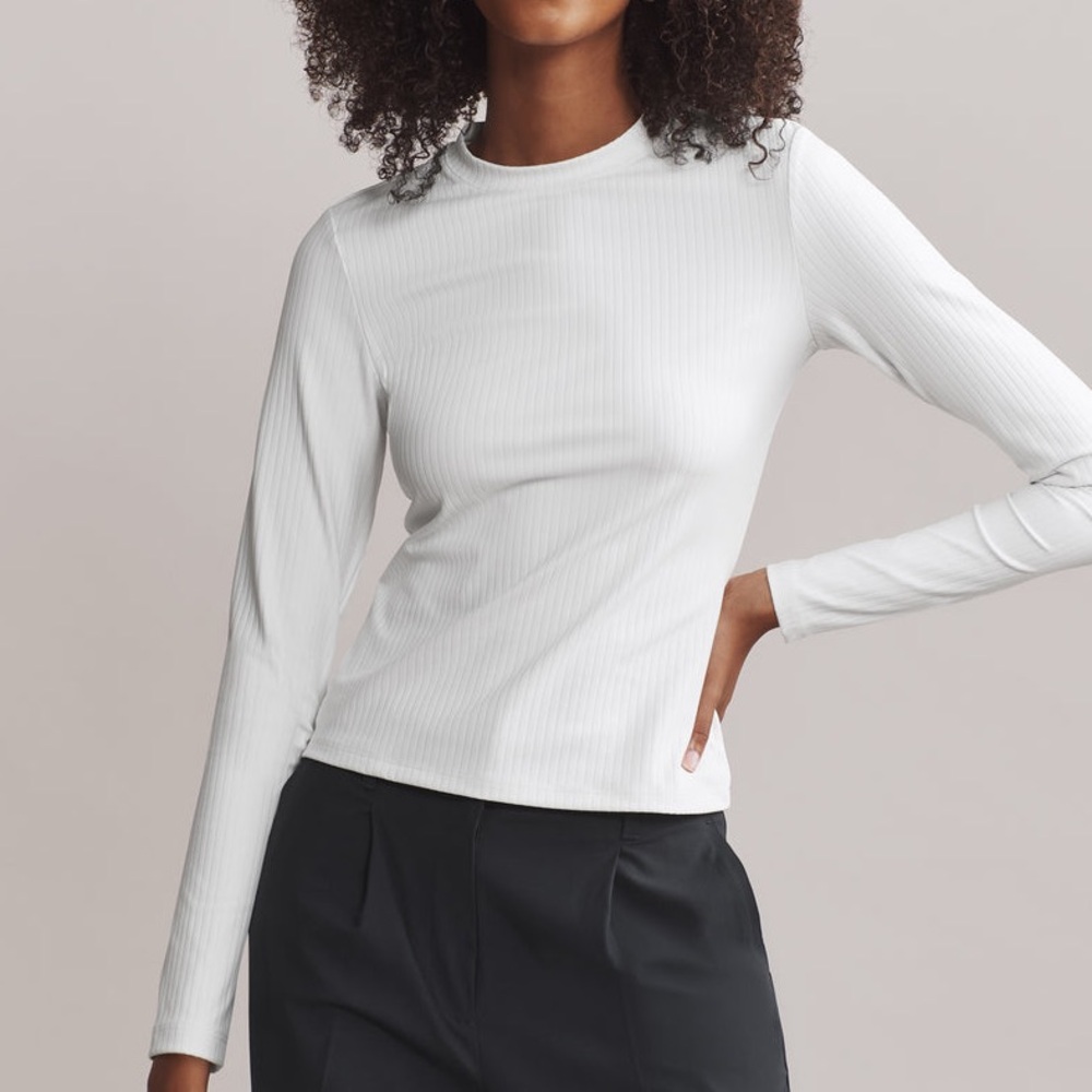 Rhone Modern Rib Long Sleeve Snow White Long Sleeve Small Large